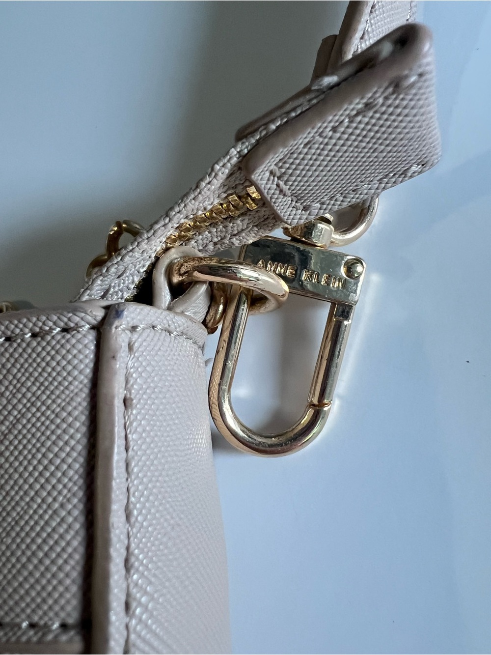 Anne Klein Embossed Taupe Chain-Handle Shoulder Bag - Picture 3 of 13
